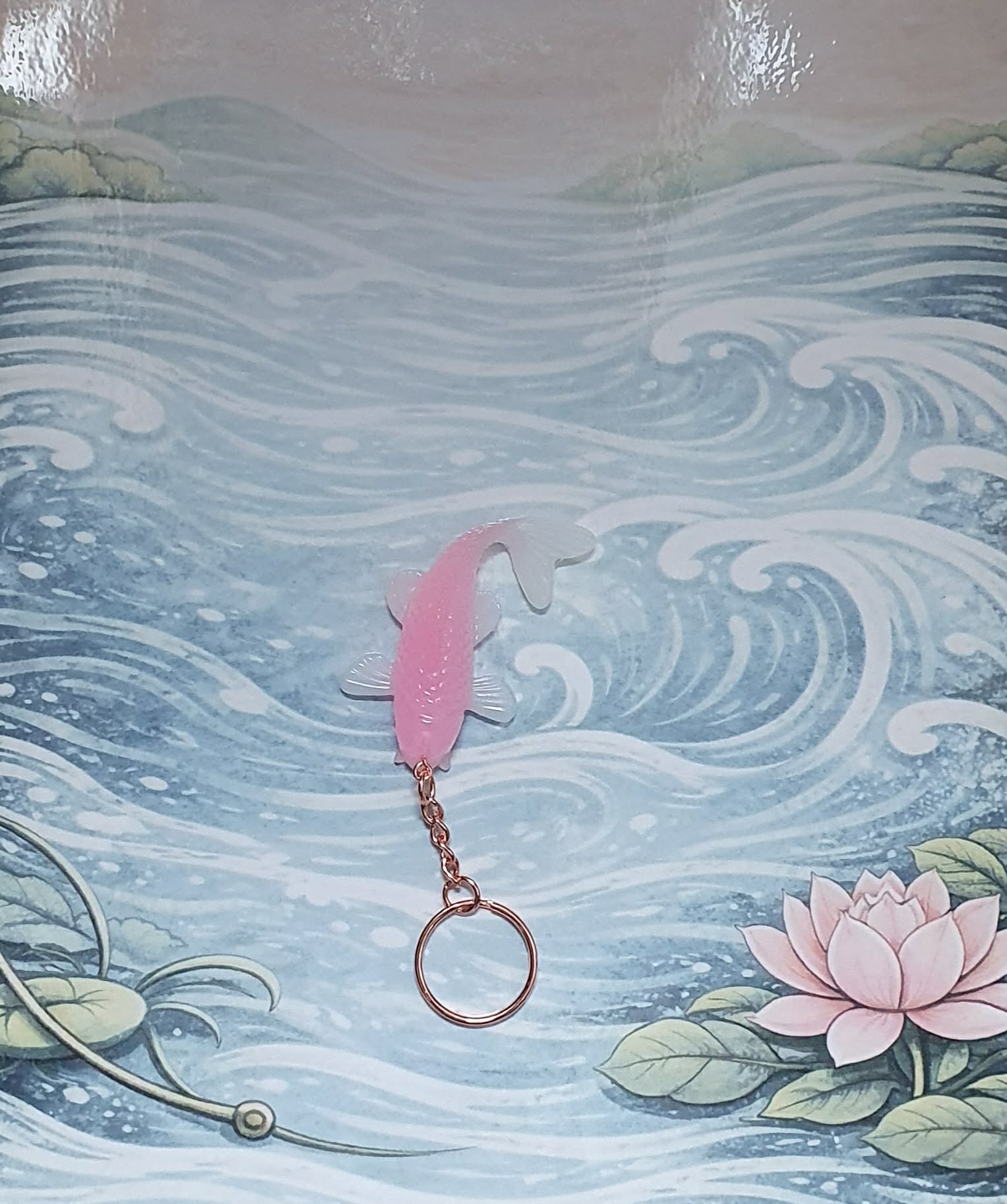 Porte-clés Carpe Koï Rose et Blanche