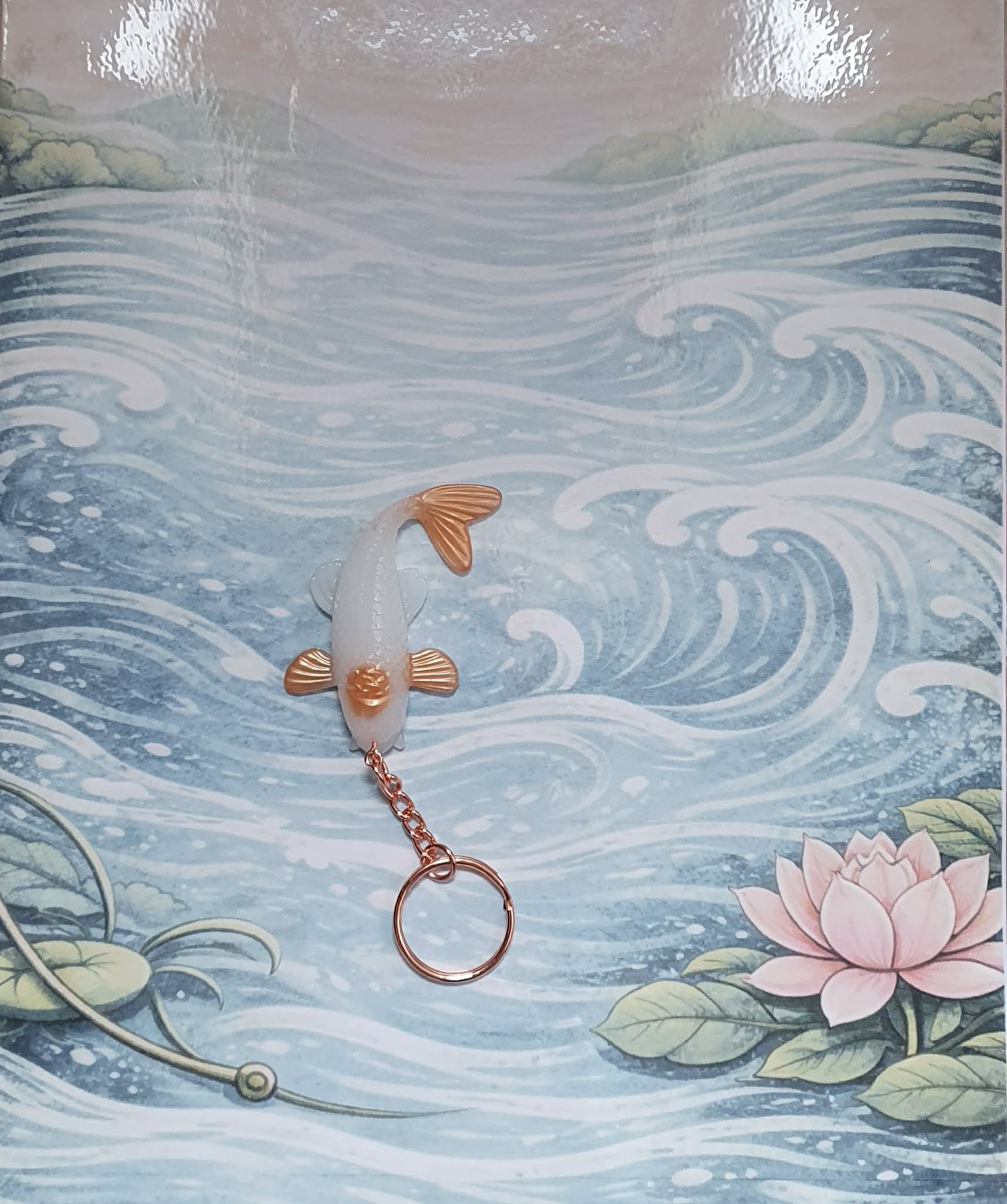 Porte-clés Carpe Koï Unique Blanche et Orange