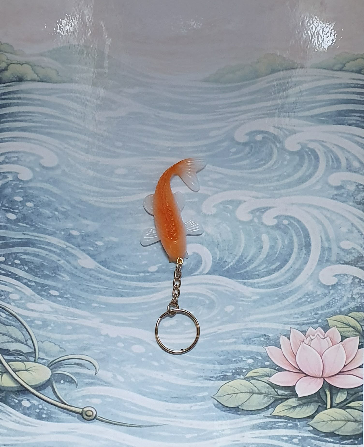 Porte-clés Carpe Koï Orange et Blanche