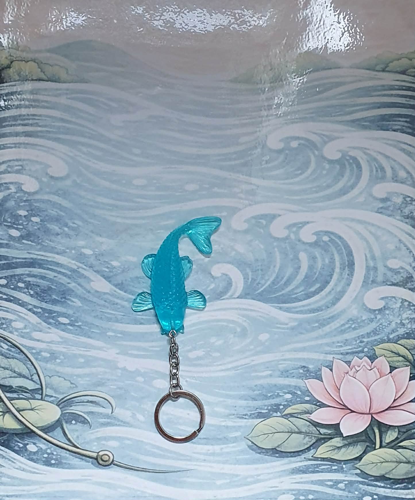 Porte-clé carpe koï turquoise