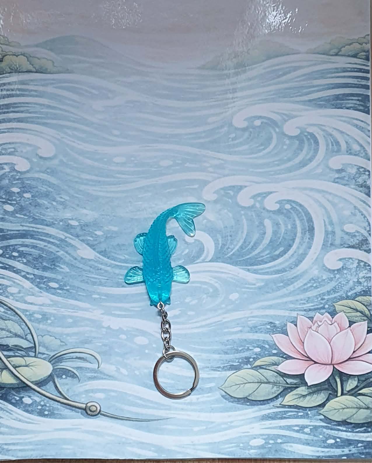 Porte-clés Carpe Koï turquoise