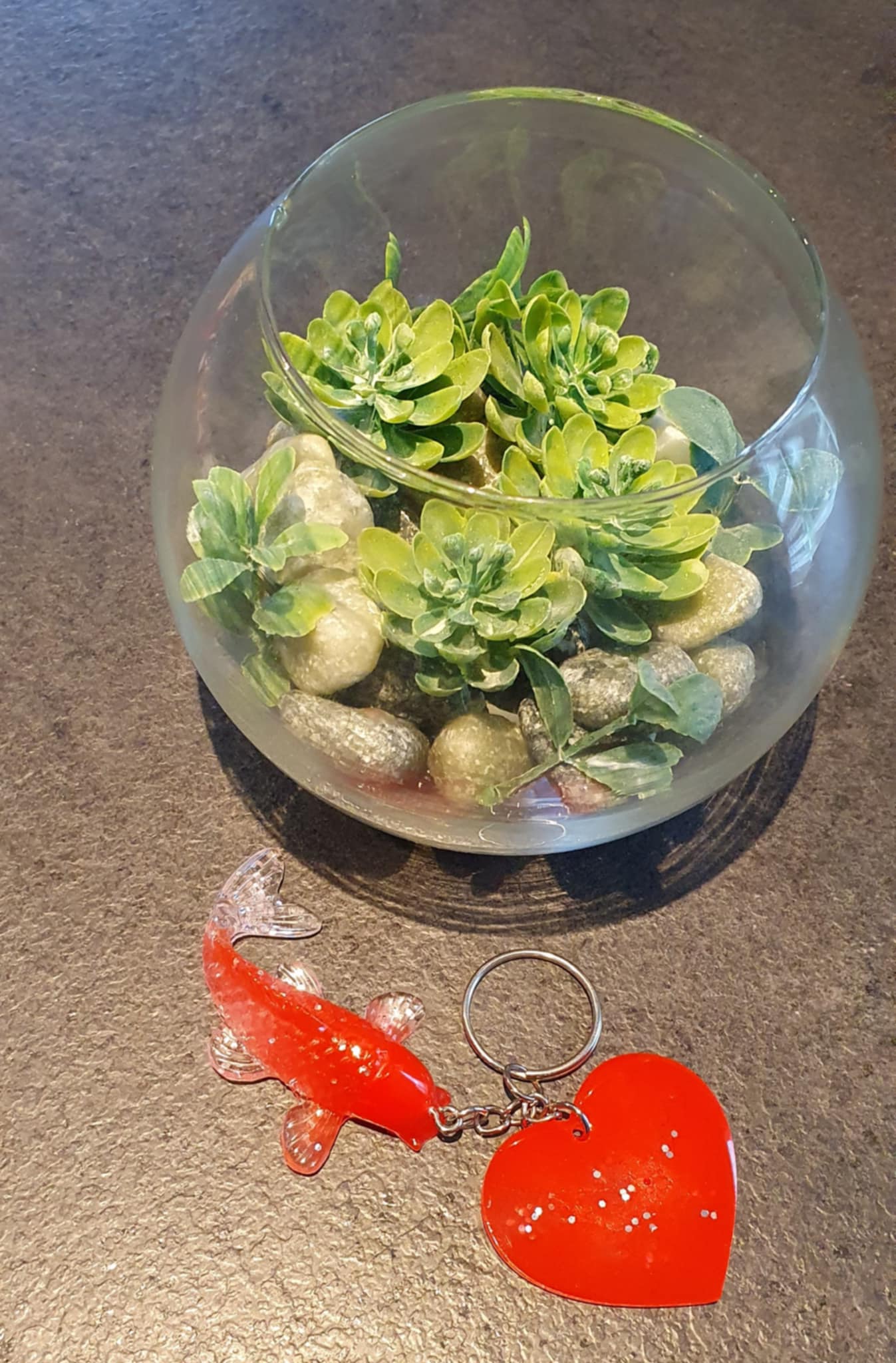 Porte-clés Carpe Koï Rouge avec son cœur Unique